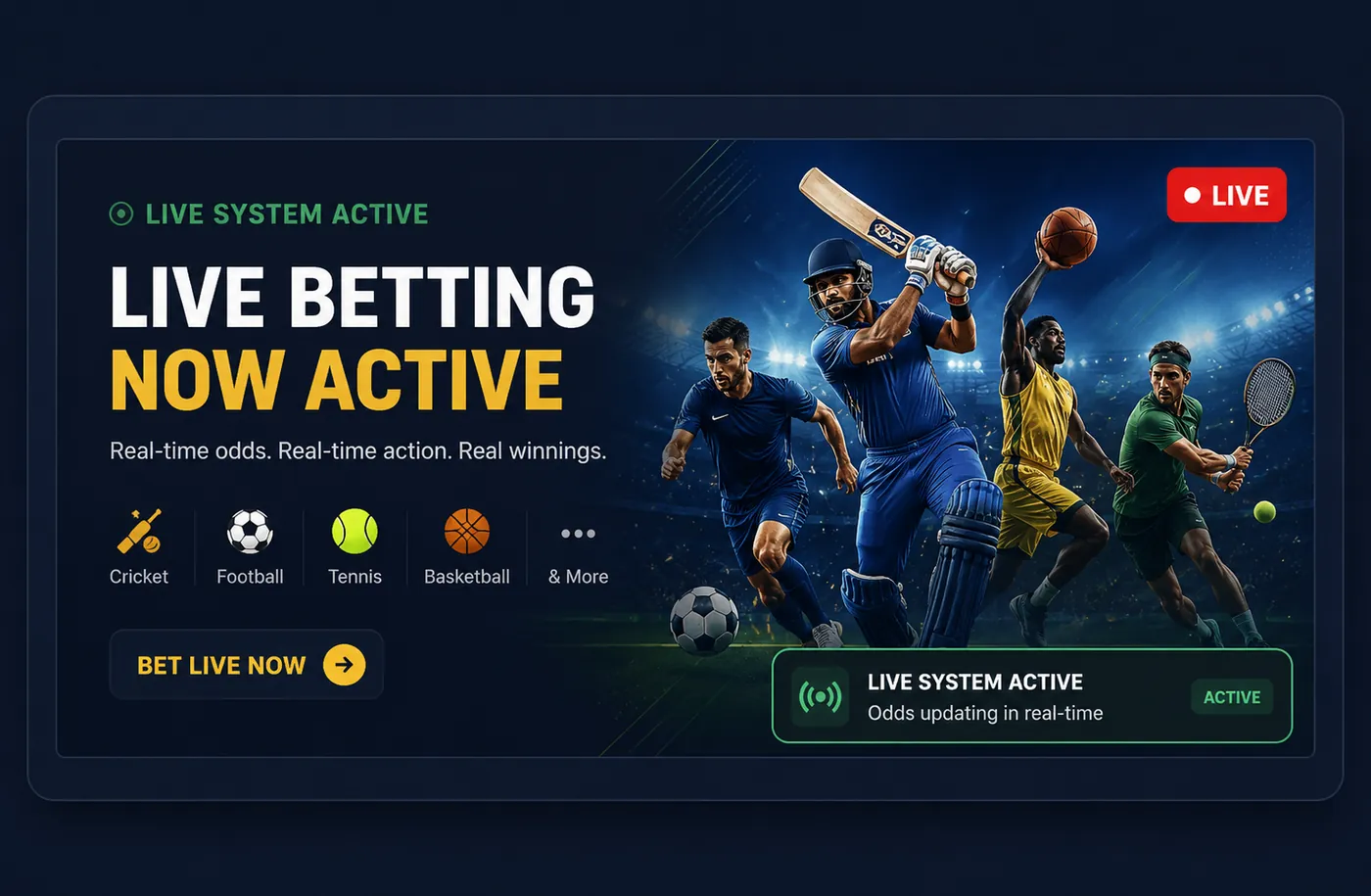 Live system active sports betting panel